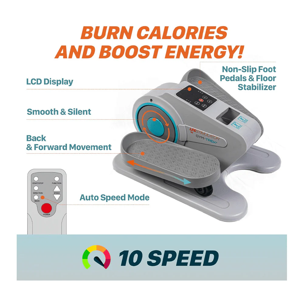 LegStimulator - Seated Under Desk Elliptical Electric Machine w Remote Control Portable Trainer Pedal Exerciser LCD Monitor Compact Trainer for Home & Office Gym -