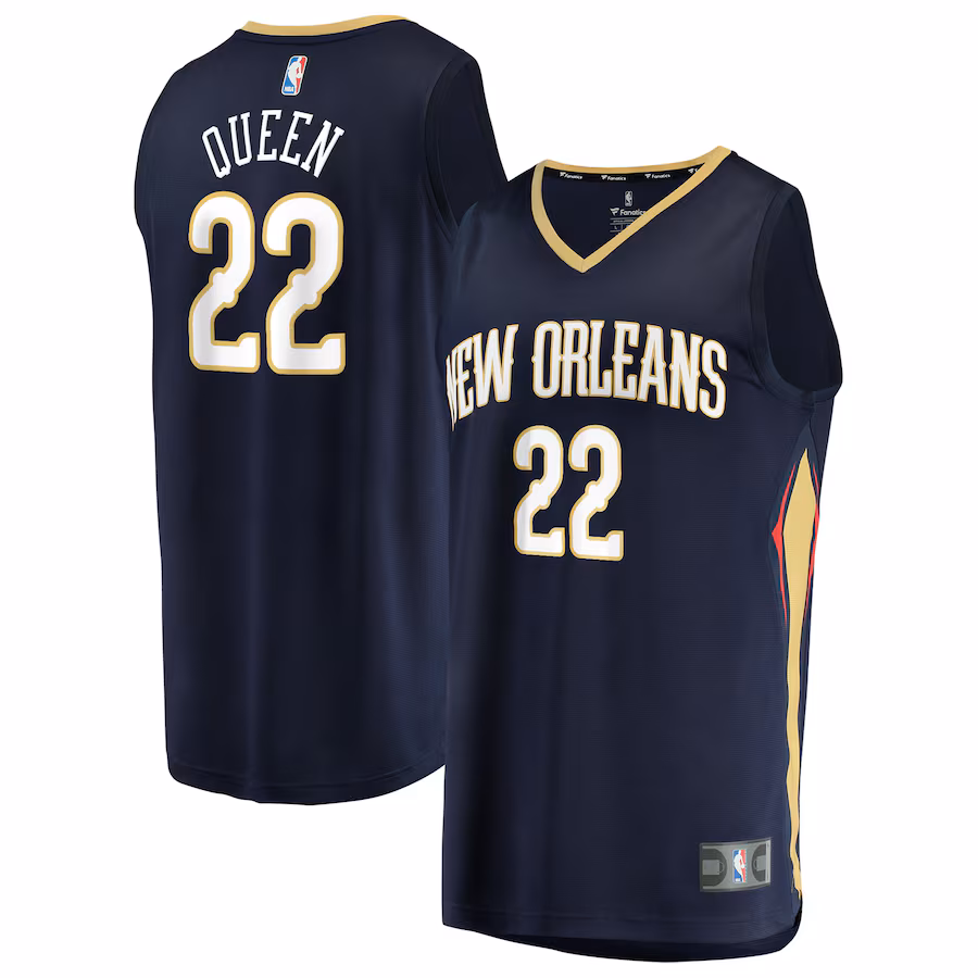 Men's New Orleans Pelicans Derik Queen Fanatics Navy Fast Break Replica Jersey - Icon Edition