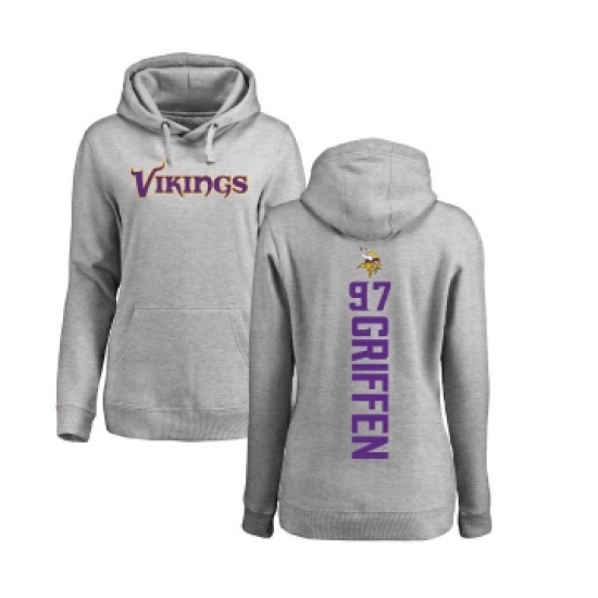 Football Women's Minnesota Vikings #97 Everson Griffen Ash Backer Pullover Hoodie