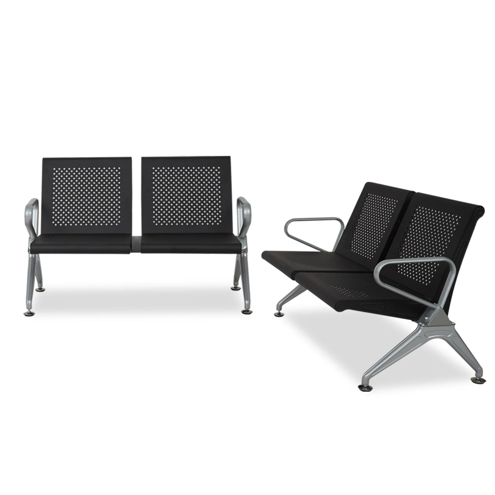 Kinbor 4-Seat Office Waiting Room Chairs, Reception Guest Bench w/ Steel Frame, Black - Curated Treasures Market