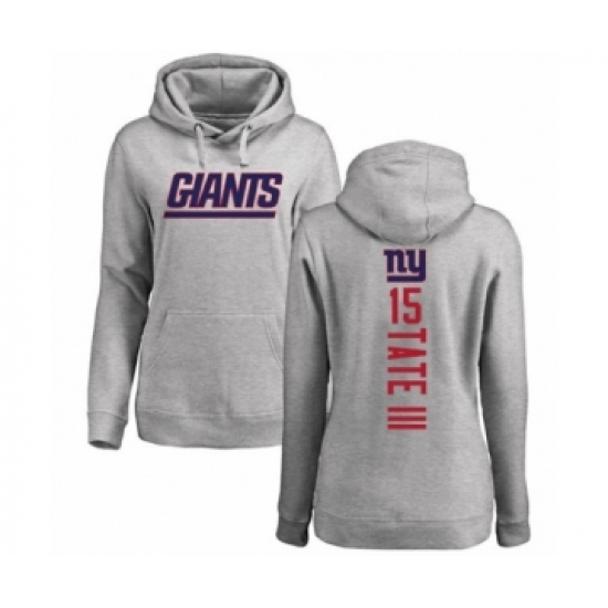 Football Women's New York Giants #15 Golden Tate III Ash Backer Pullover Hoodie