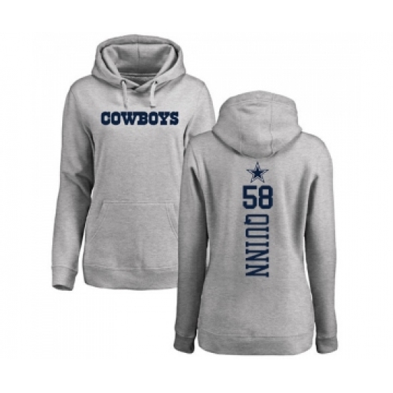 Football Women's Dallas Cowboys #58 Robert Quinn Ash Backer Pullover Hoodie