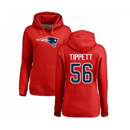 Football Women's New England Patriots #56 Andre Tippett Red Name & Number Logo Pullover Hoodie