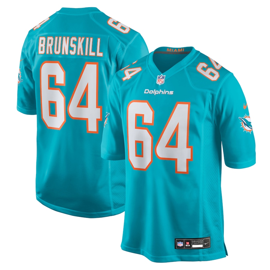 Men's Miami Dolphins Daniel Brunskill Nike Aqua Team Game Jersey