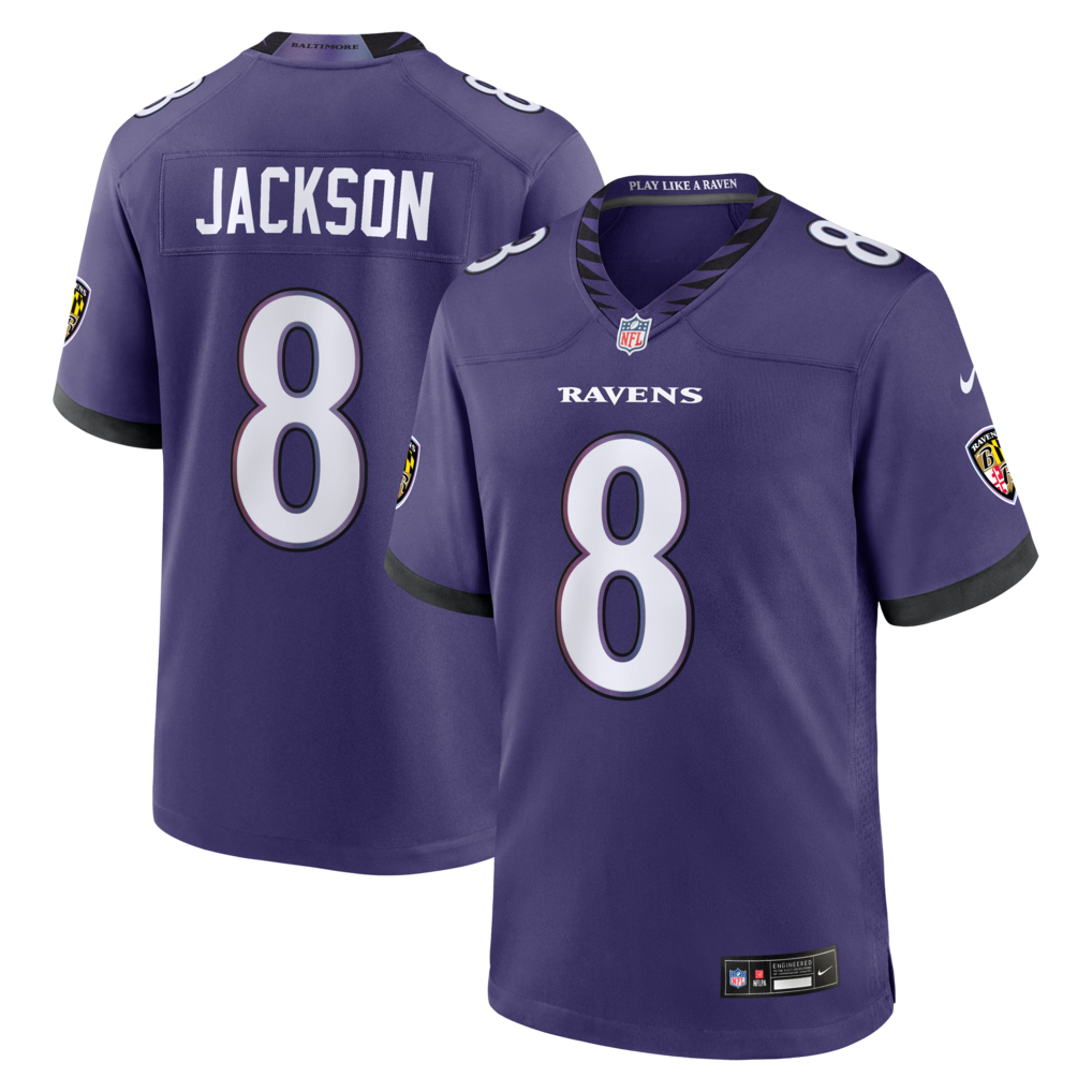Men's Baltimore Ravens Lamar Jackson Nike Purple Team Game Jersey
