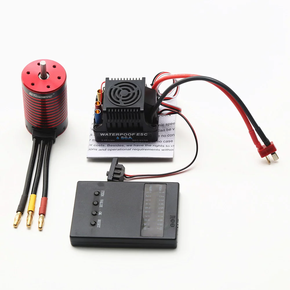 GTSKYTENRC Waterproof 3660 Brushless Motor 4200KV with 80A Brushless ESC Programming for Trax4 Remote Control Car 18110 Tamiya - Curated Treasures Market