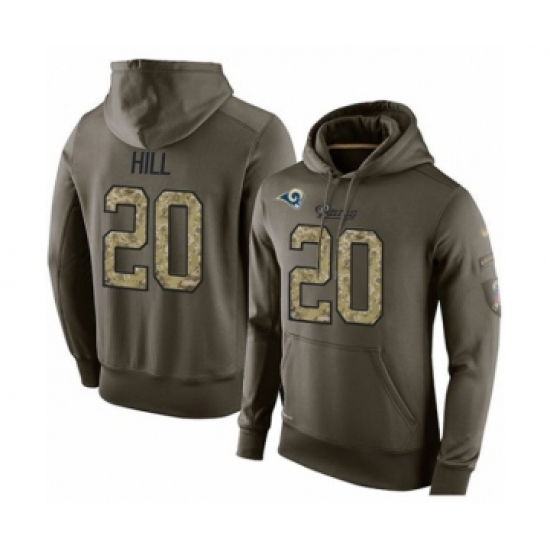Football Men's Los Angeles Rams #20 Troy Hill Green Salute To Service Pullover Hoodie