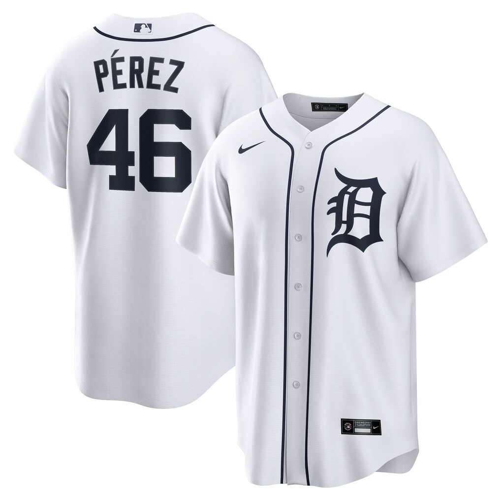 Men's Detroit Tigers Wenceel Pérez Nike White Home Replica Jersey