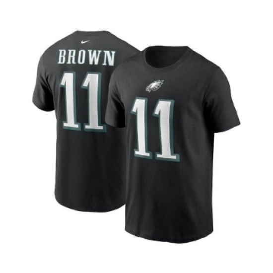 Men's Philadelphia Eagles #11 A. J. Brown 2022 Black Name & Number T-Shirt