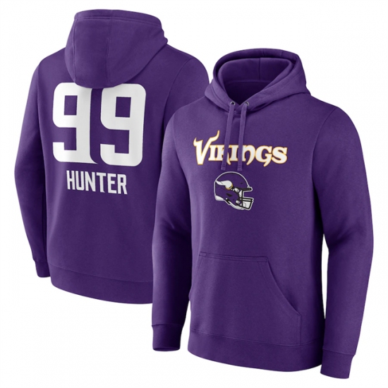 Men's Minnesota Vikings #99 Danielle Hunter Purple Team Wordmark Player Name & Number Pullover Hoodie