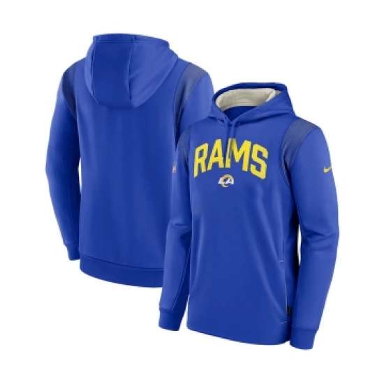 Mens Los Angeles Rams Royal Sideline Stack Performance Pullover Hoodie