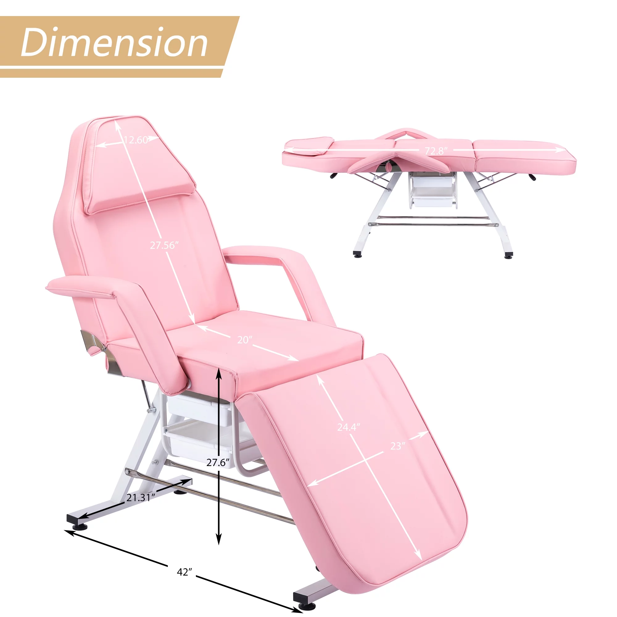 3-Section Facial Bed with Hydraulic Stool, White Beauty Barber Spa Equipment, Multi-Purpose Esthetician Chair for Massage Salon - Curated Treasures Market