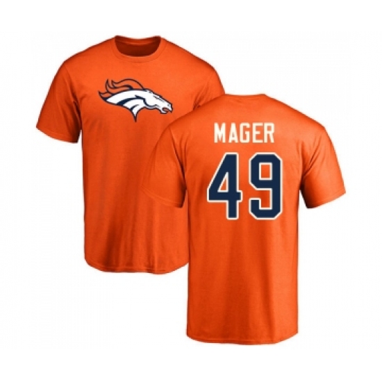 Football Denver Broncos #49 Craig Mager Orange Name & Number Logo T-Shirt
