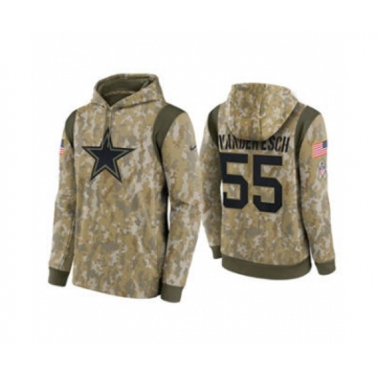 Men's Dallas Cowboys #55 Leighton Vander Esch 2021 Salute To Service Therma Performance Pullover Football Hoodie