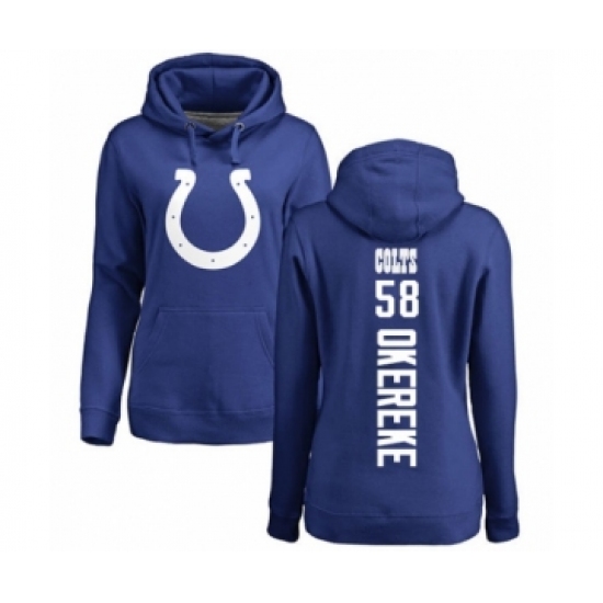 Football Women's Indianapolis Colts #58 Bobby Okereke Royal Blue Backer Pullover Hoodie