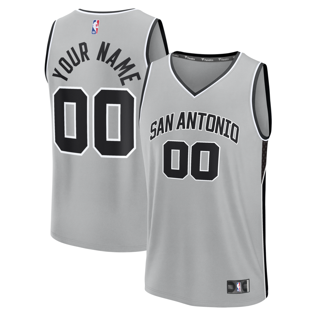 Youth San Antonio Spurs Fanatics Silver Fast Break Custom Jersey - Statement Edition