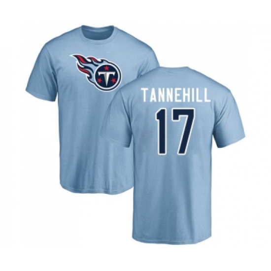 Football Tennessee Titans #17 Ryan Tannehill Light Blue Name & Number Logo T-Shirt