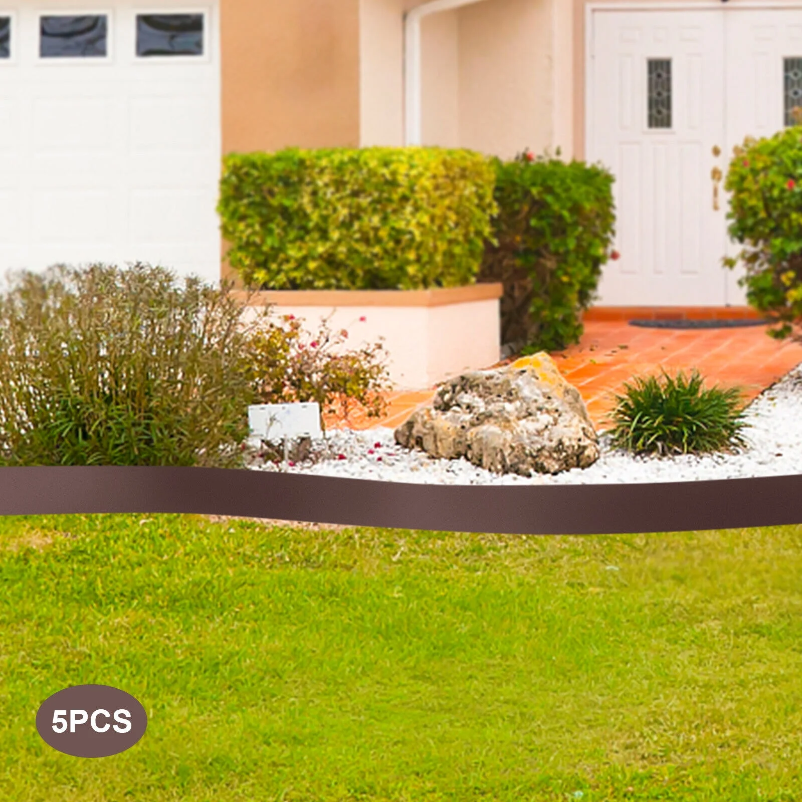 5PCS Steel Lawn Edging Metal Landscape Edging 3/4/5