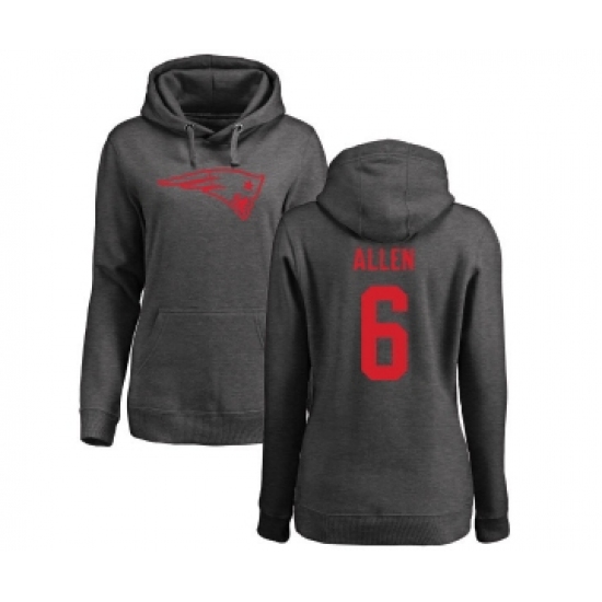 Football Women's New England Patriots #6 Ryan Allen Ash One Color Pullover Hoodie