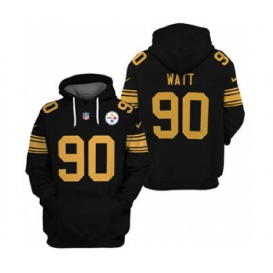 Men's Pittsburgh Steelers #90 T.J. Watt 2021 Black Pullover Football Hoodie