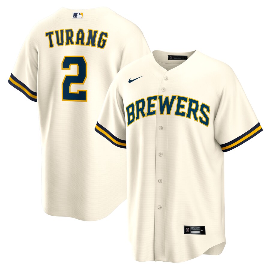 Youth Milwaukee Brewers Brice Turang Nike Cream Home Replica Jersey