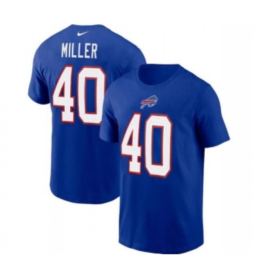 Men's Buffalo Bills #40 Von Miller 2022 Blue Name & Number T-Shirt