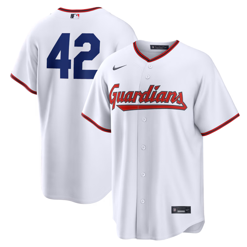 Men's Cleveland Guardians Nike White Home 2026 Jackie Robinson Day Replica Jersey