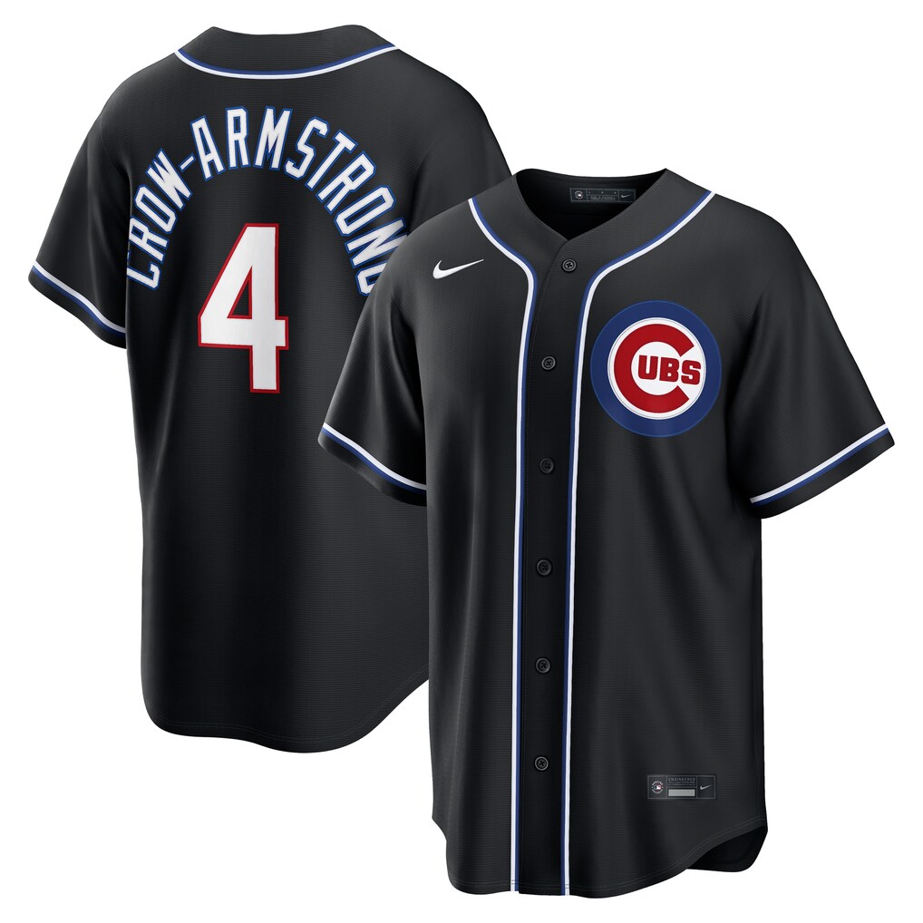 Men's Chicago Cubs Pete Crow-Armstrong Nike Fashion Replica Black Out Jersey