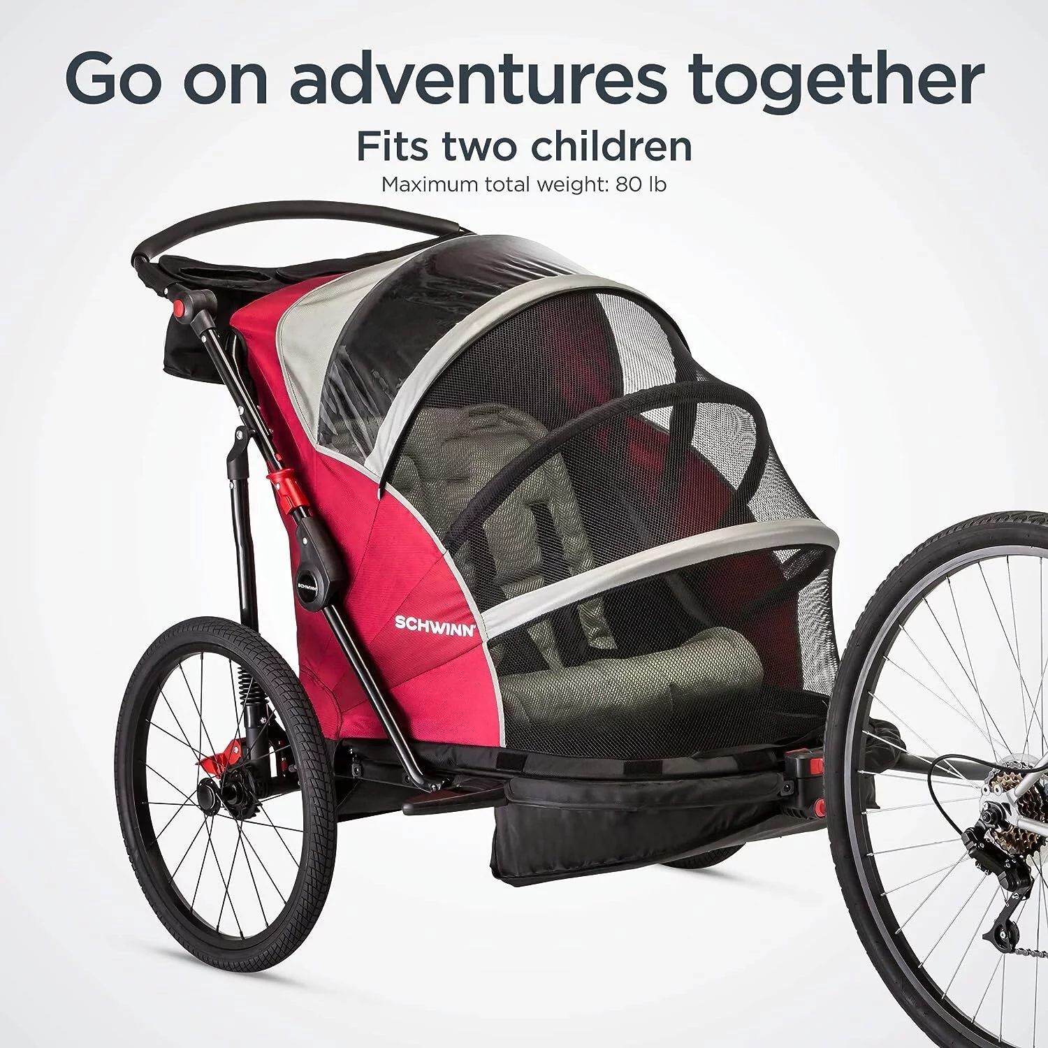 Schwinn Joyrider Double Trailer Bicycle-Color:Red/Black,Style:Child Trailer