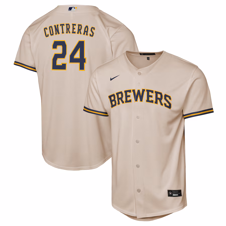 Youth Milwaukee Brewers William Contreras Nike Cream Home Replica Jersey