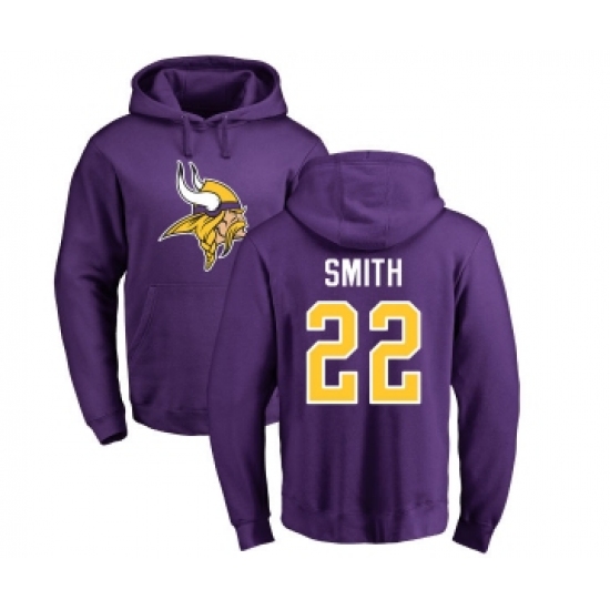 Football Minnesota Vikings #22 Harrison Smith Purple Name & Number Logo Pullover Hoodie