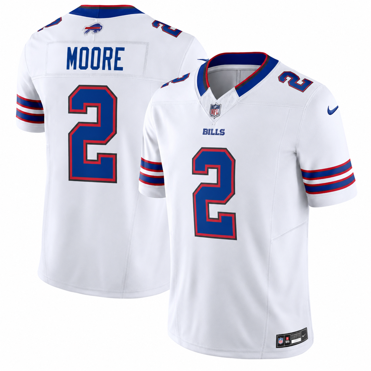 Men's Buffalo Bills JDJ Moore Nike White Vapor F.U.S.E. Stitched Limited Jersey