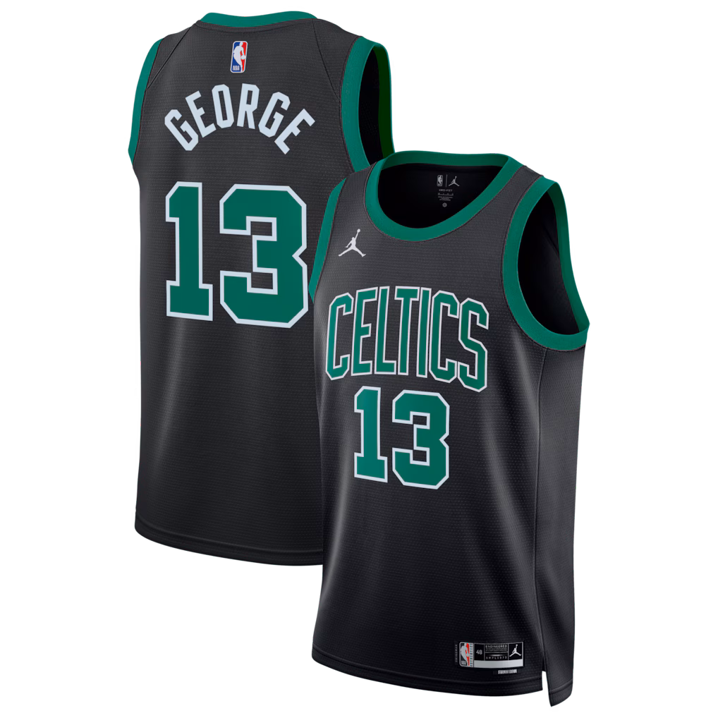 Men's Boston Celtics Paul George Jordan Brand Black Swingman Jersey - Statement Edition