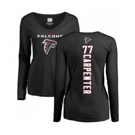 Football Women's Atlanta Falcons #77 James Carpenter Black Backer Long Sleeve T-Shirt