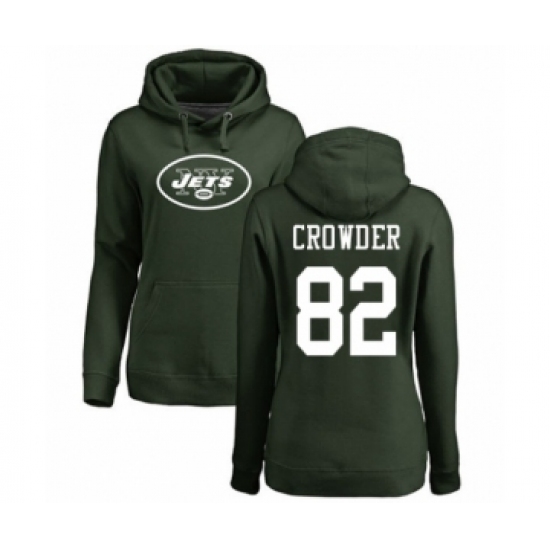 Football Women's New York Jets #82 Jamison Crowder Green Name & Number Logo Pullover Hoodie