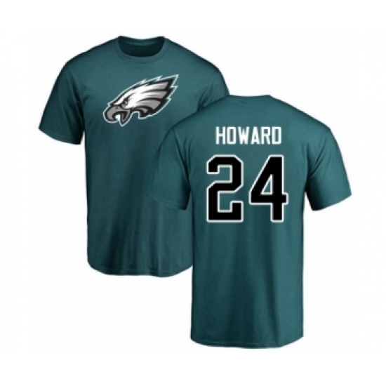 Philadelphia Eagles #24 Jordan Howard Green Name & Number Logo T-Shirt