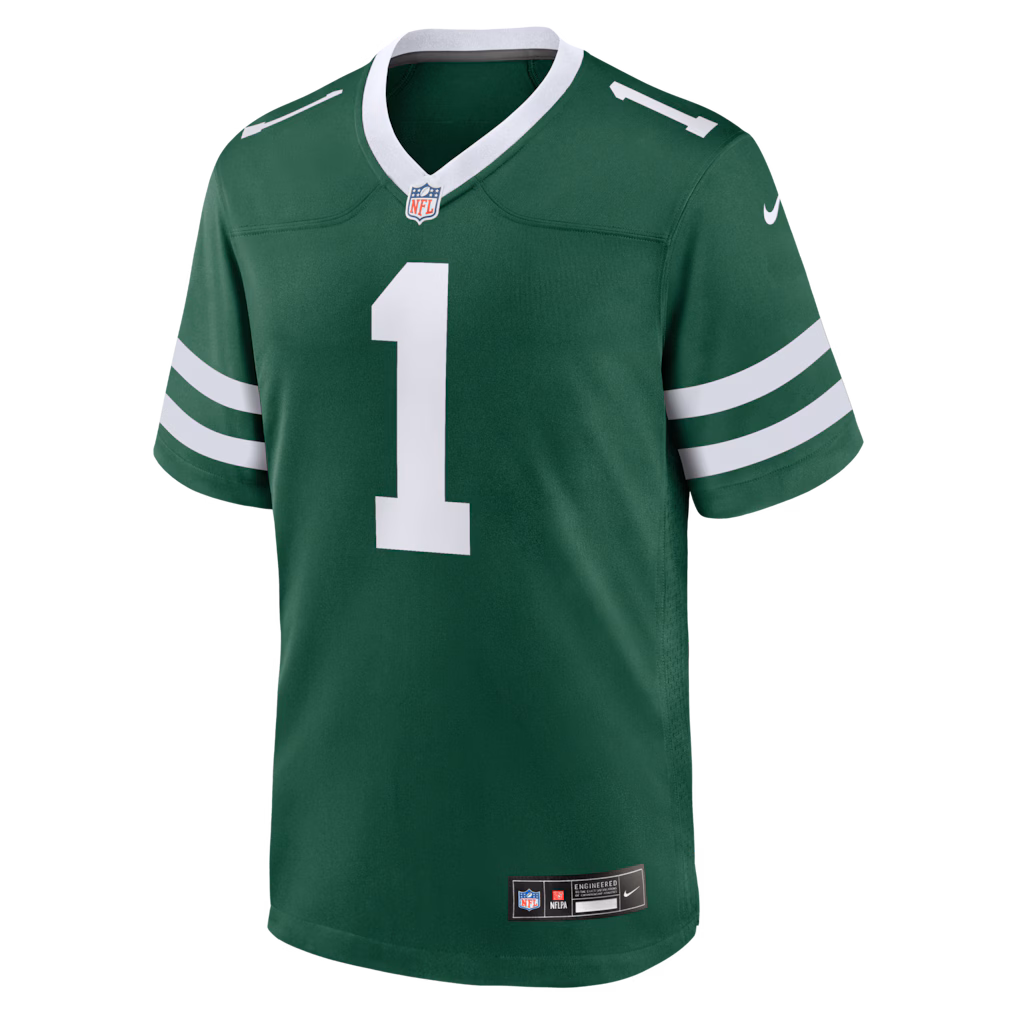 Men's New York Jets Nike David Bailey Legacy Green 2026 NFL Draft First Round Pick No. 2 Team  Jersey