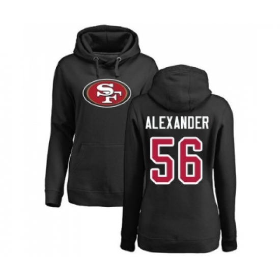 Football Women's San Francisco 49ers #56 Kwon Alexander Black Name & Number Logo Pullover Hoodie