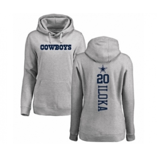 Football Women's Dallas Cowboys #20 George Iloka Ash Backer Pullover Hoodie
