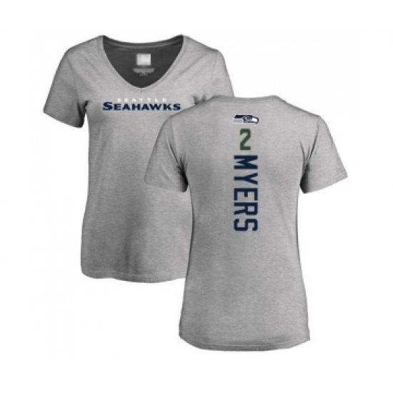 Football Women's Seattle Seahawks #2 Jason Myers Ash Backer T-Shirt