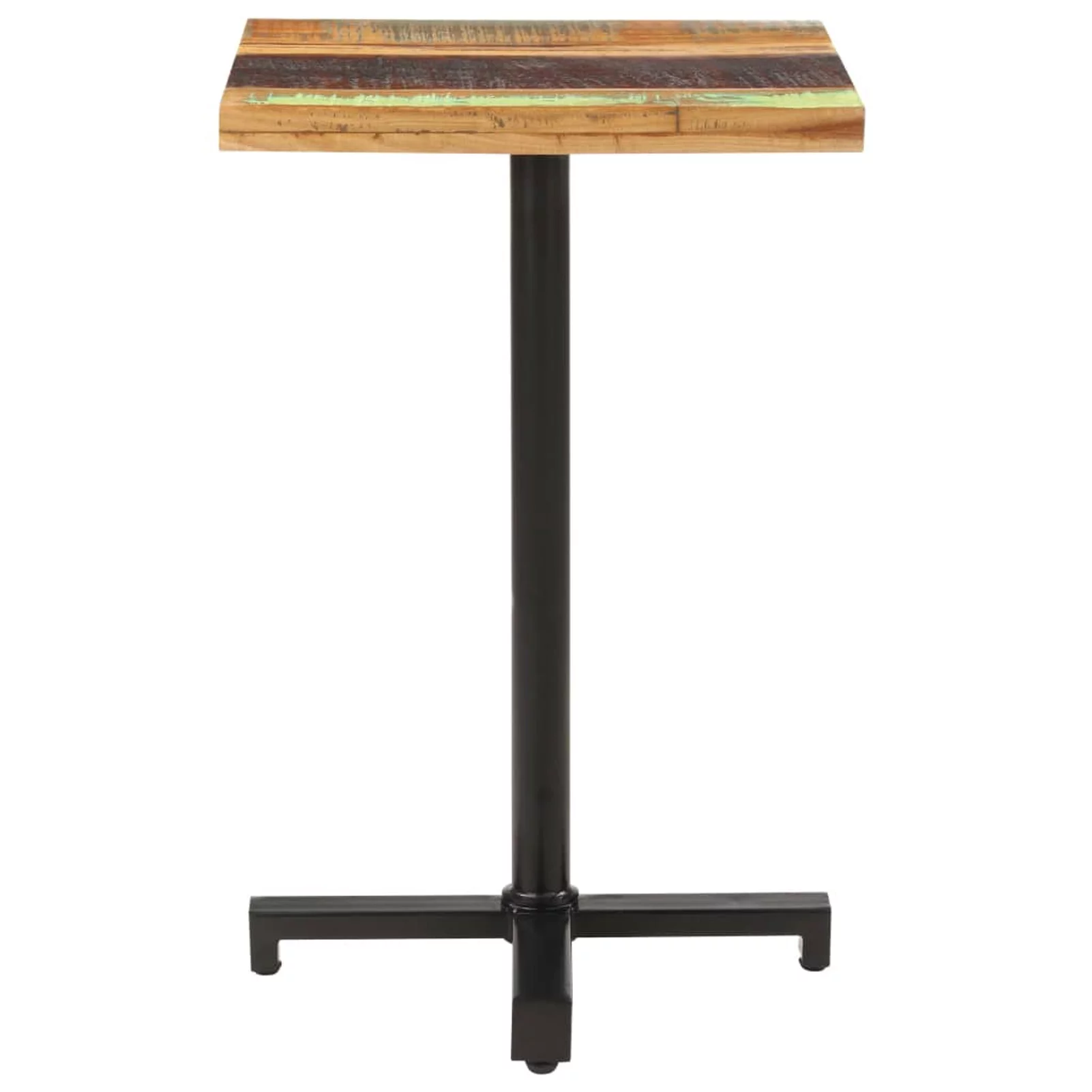 Anself Bistro Table Reclaimed Wood Tabletop Bar Table with Iron Base Counter Height Pub Table for Kitchen, Dining Room, Cafe, Home Furniture 19.7 x 19.7 x 29.5 Inches (L x W x H) - Curated Treasures Market