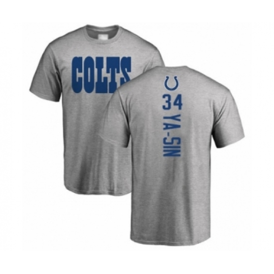 Football Indianapolis Colts #34 Rock Ya-Sin Ash Backer T-Shirt