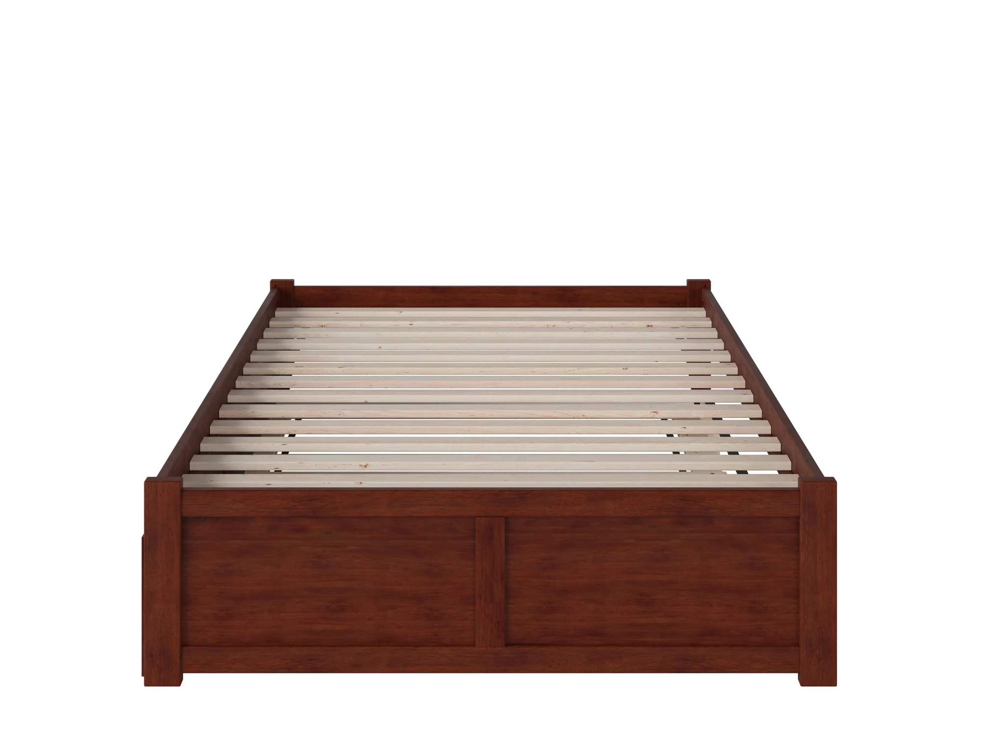 Concord Full Platform Bed with Flat Panel Foot Board and Full Size Urban Trundle Bed in Walnut