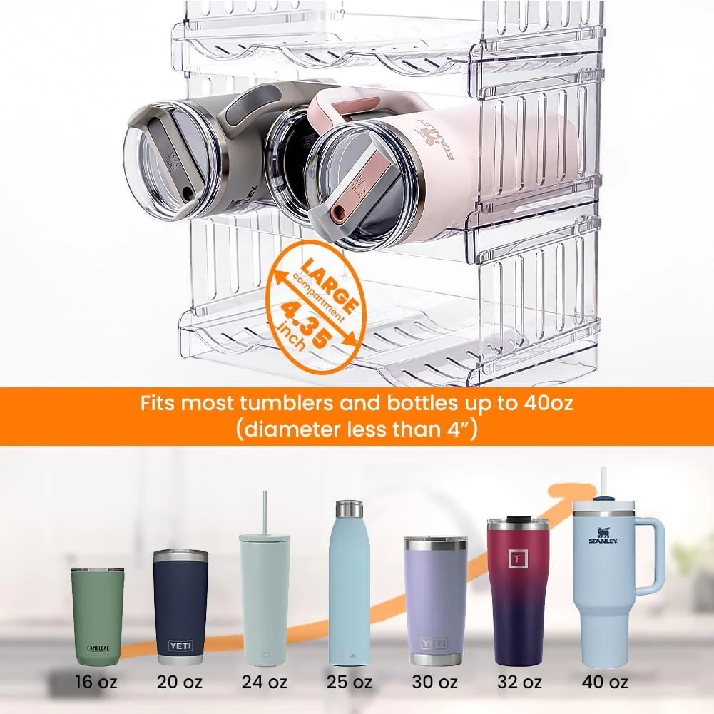 Batcatel Water Bottle Organizer for Stanley 40 oz Tumbler with Handle, Pantry Kitchen Organizers and Storage for Stanley Cup Accessories, Stackable Water Bottle Holder Wine Rack Gifts,6-bottle - Curated Treasures Market