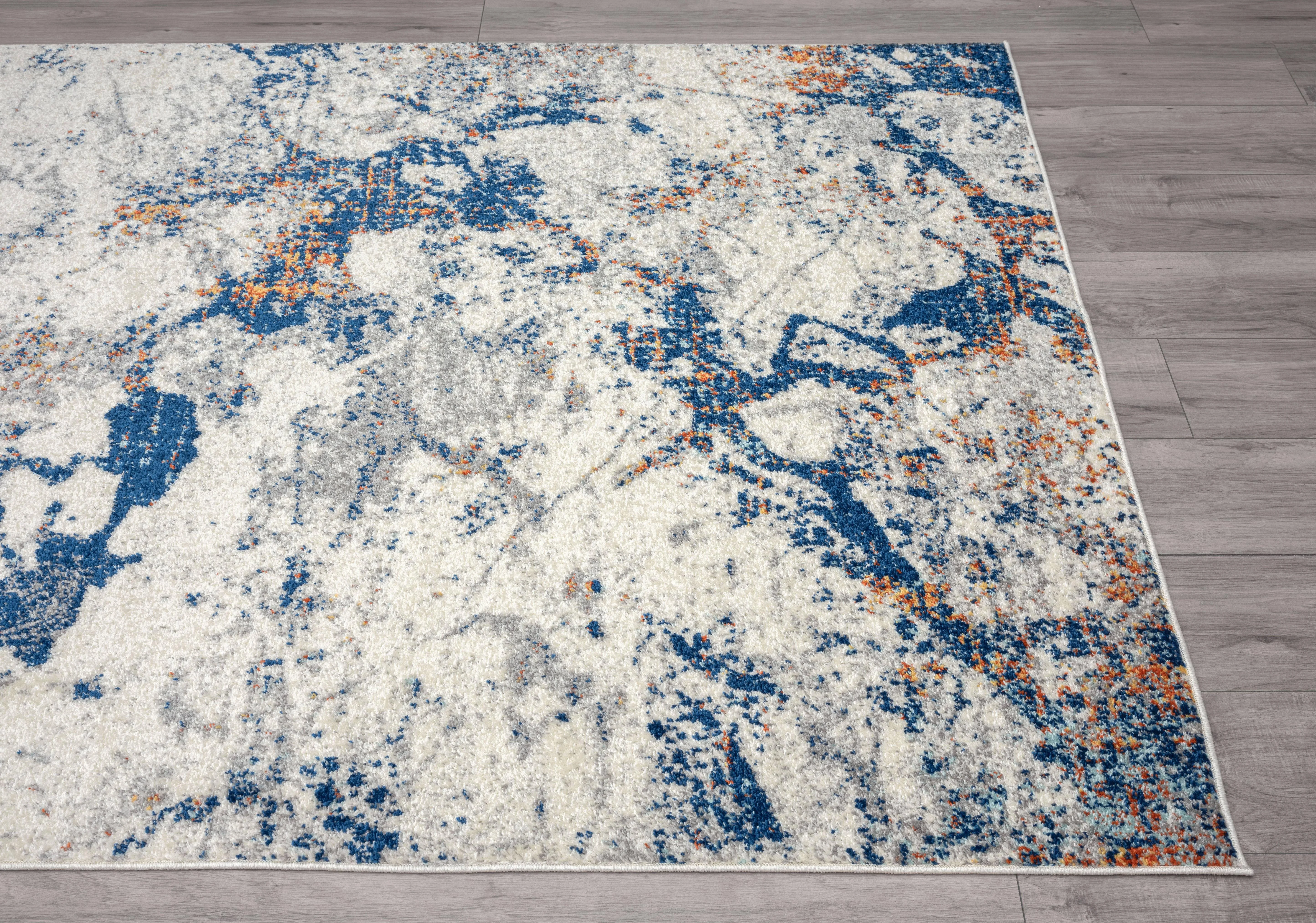 Abani Casa Collection Area Rug Mid Century Modern Bedroom Living Room Decor Floor Rug 8 x 10 Blue Grey - Curated Treasures Market