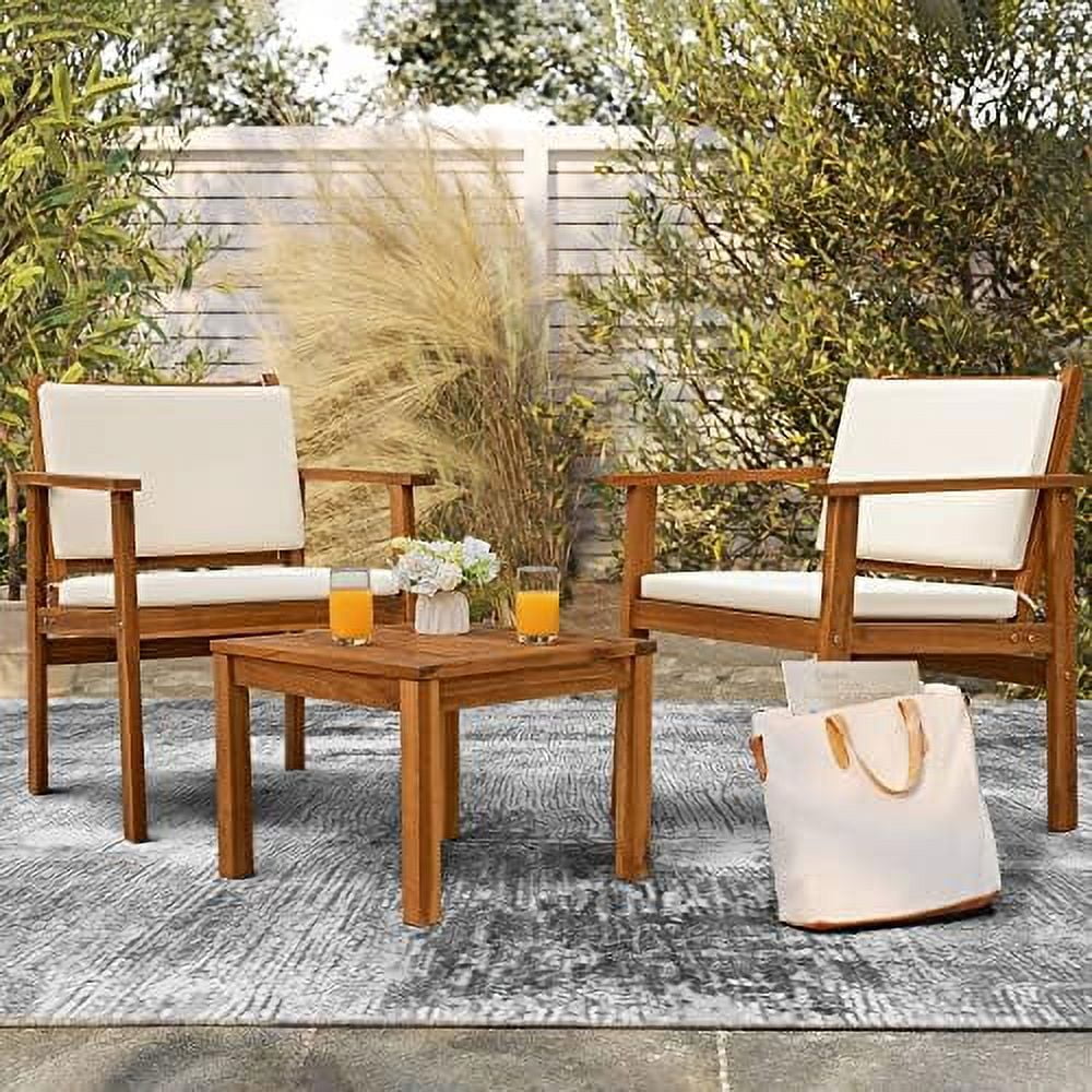 xrboomlife Patio  4 Piece Outdoor Acacia Wood Patio Conversation Sofa Set with Table & Cushions Porch  for Deck  Balcony  Backyard - Curated Treasures Market
