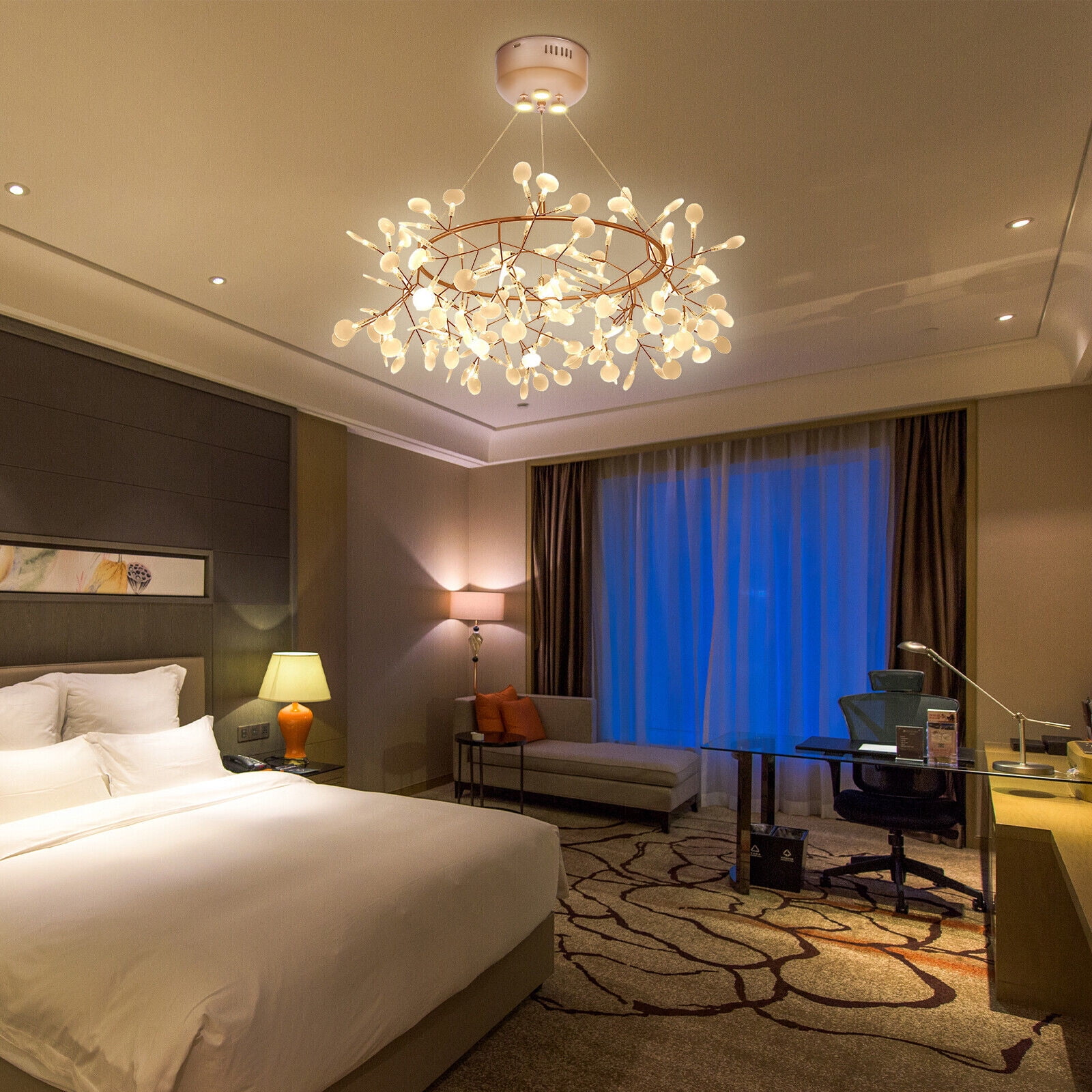 Miumaeov 135 Heads Firefly Chandelier Pendant Lighting Fixture Ceiling Light LED Acrylic Chandelier Light Tree Branch Pendant Lamp for Living Room Bulb Included