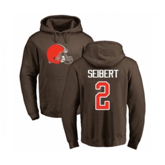 Football Cleveland Browns #2 Austin Seibert Brown Name & Number Logo Pullover Hoodie