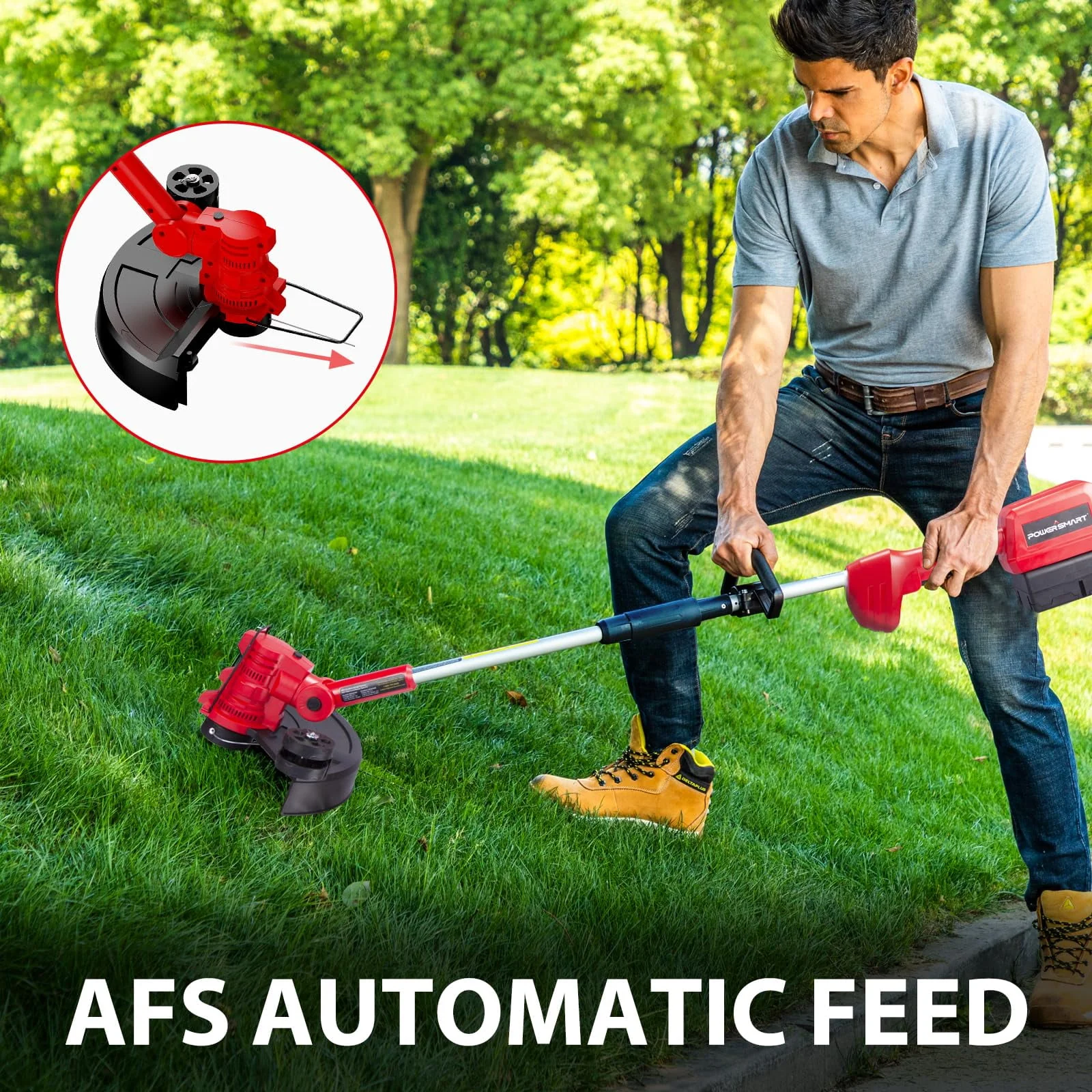 PowerSmart 40V 4.0Ah Lithium-Ion Cordless String Trimmer/Edger and Blower Combo Kit,7lb,PS76500C