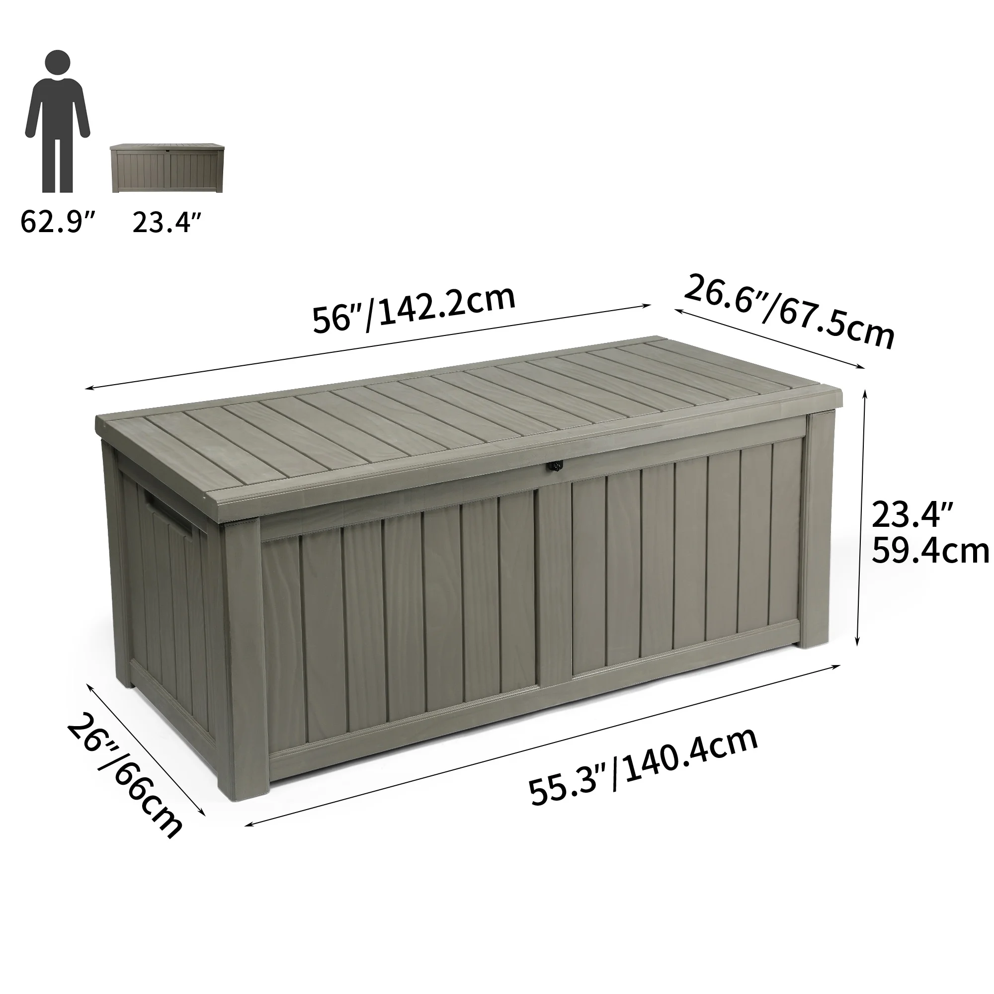 YITAHOME 120 Gallon Outdoor Storage Deck Box Backyard Patio Big Container Box Weatherproof Large Garden Pool Organizer
